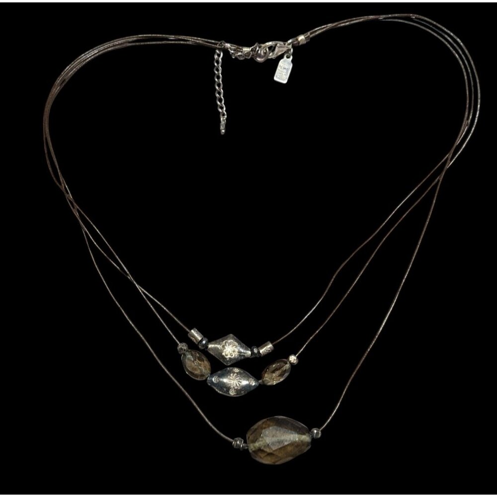 J.Jill Bohemian Hippie Glass And Metal Layered Pendant Necklace